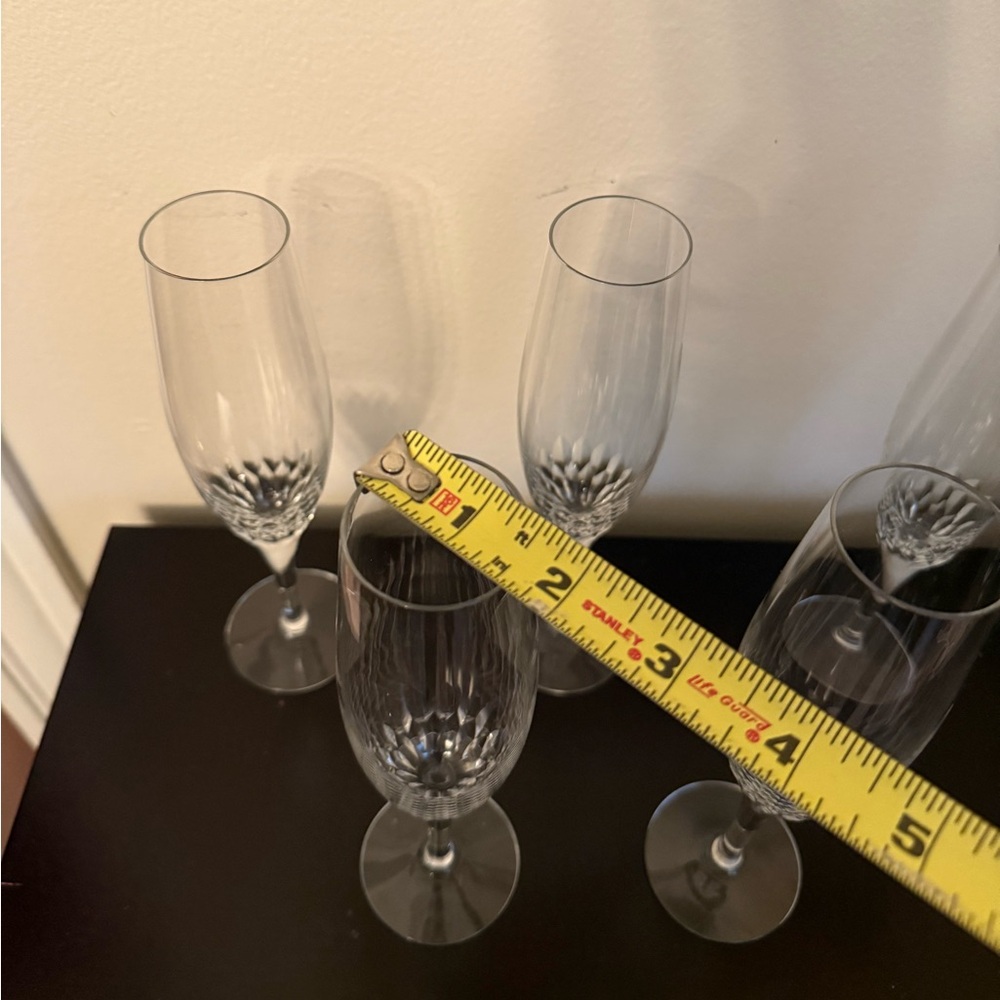 Vintage Crystal Champagne Glasses Flutes - Set of 5 - Picture 7 of 7